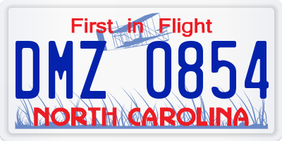 NC license plate DMZ0854