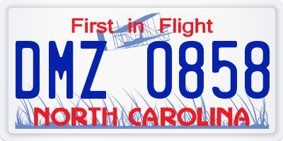 NC license plate DMZ0858