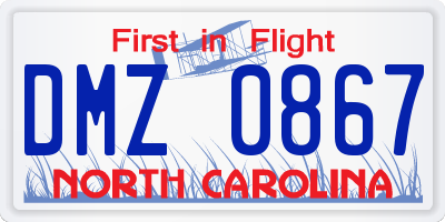 NC license plate DMZ0867