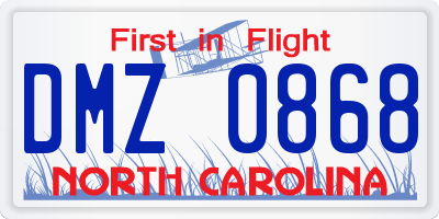 NC license plate DMZ0868