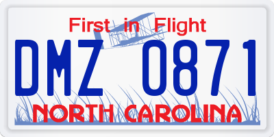 NC license plate DMZ0871