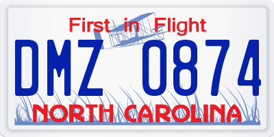 NC license plate DMZ0874