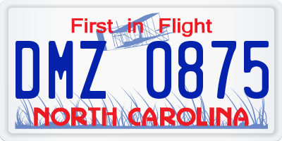 NC license plate DMZ0875