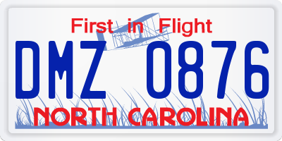 NC license plate DMZ0876
