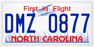 NC license plate DMZ0877