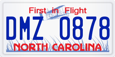 NC license plate DMZ0878