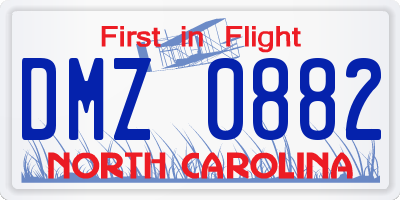 NC license plate DMZ0882