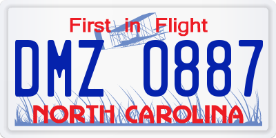 NC license plate DMZ0887