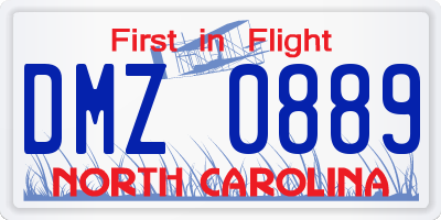 NC license plate DMZ0889