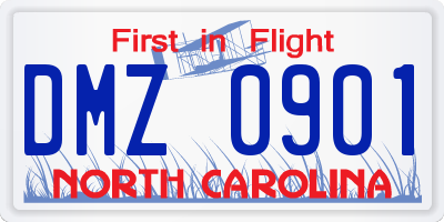 NC license plate DMZ0901