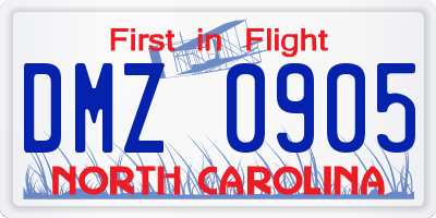 NC license plate DMZ0905