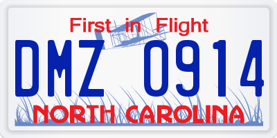 NC license plate DMZ0914