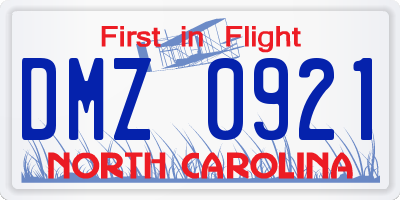 NC license plate DMZ0921