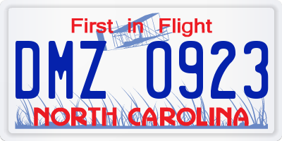 NC license plate DMZ0923