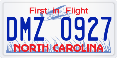NC license plate DMZ0927