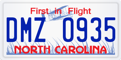 NC license plate DMZ0935