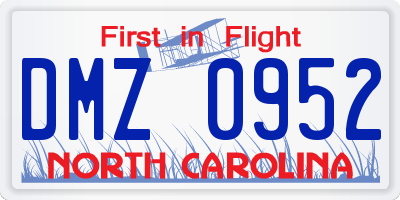 NC license plate DMZ0952