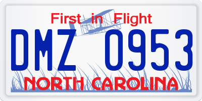 NC license plate DMZ0953