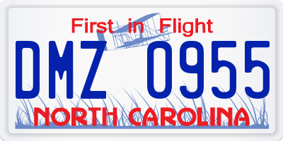 NC license plate DMZ0955