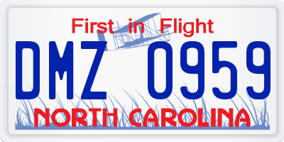 NC license plate DMZ0959