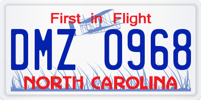 NC license plate DMZ0968