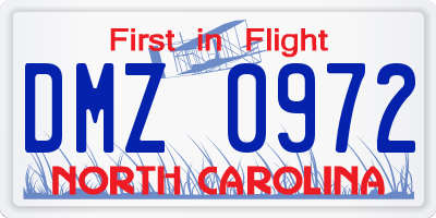 NC license plate DMZ0972