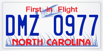 NC license plate DMZ0977