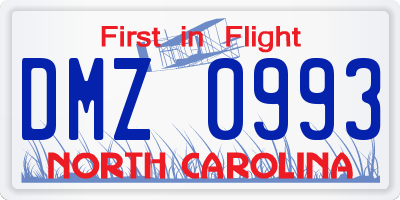 NC license plate DMZ0993
