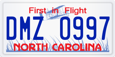 NC license plate DMZ0997