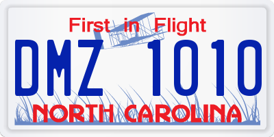 NC license plate DMZ1010