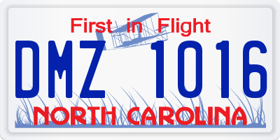 NC license plate DMZ1016