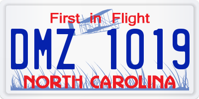 NC license plate DMZ1019