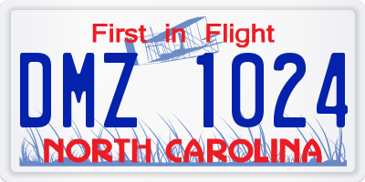 NC license plate DMZ1024