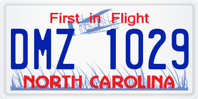 NC license plate DMZ1029