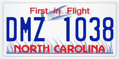 NC license plate DMZ1038