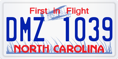 NC license plate DMZ1039