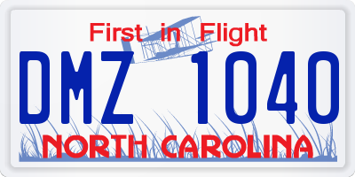 NC license plate DMZ1040