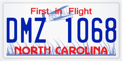 NC license plate DMZ1068