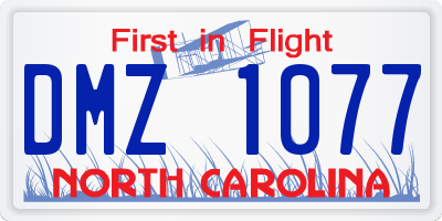 NC license plate DMZ1077