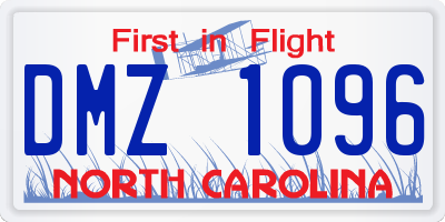 NC license plate DMZ1096