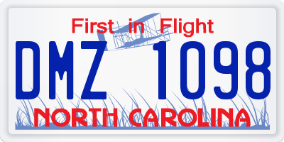 NC license plate DMZ1098