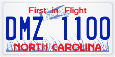 NC license plate DMZ1100