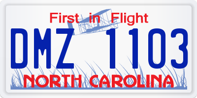 NC license plate DMZ1103