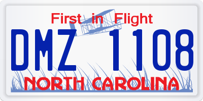 NC license plate DMZ1108