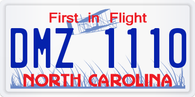 NC license plate DMZ1110