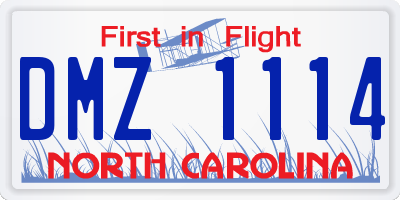 NC license plate DMZ1114