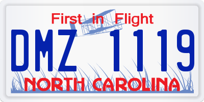 NC license plate DMZ1119
