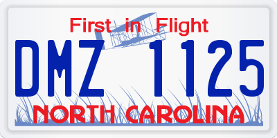 NC license plate DMZ1125