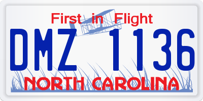 NC license plate DMZ1136