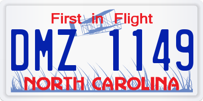 NC license plate DMZ1149